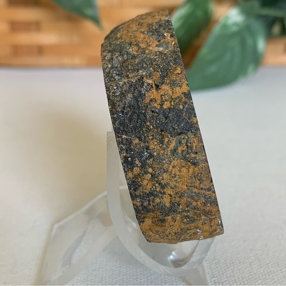 Thick Agate Geode Slab Slice Natural Crystal Gold Druzy Brazilian W Free Stand - Picture 4 of 10